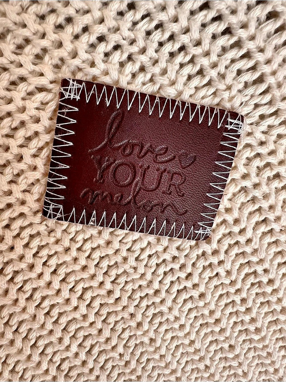 Love Your Melon 100 % Cotton Cream Knit Poncho - Picture 3 of 4